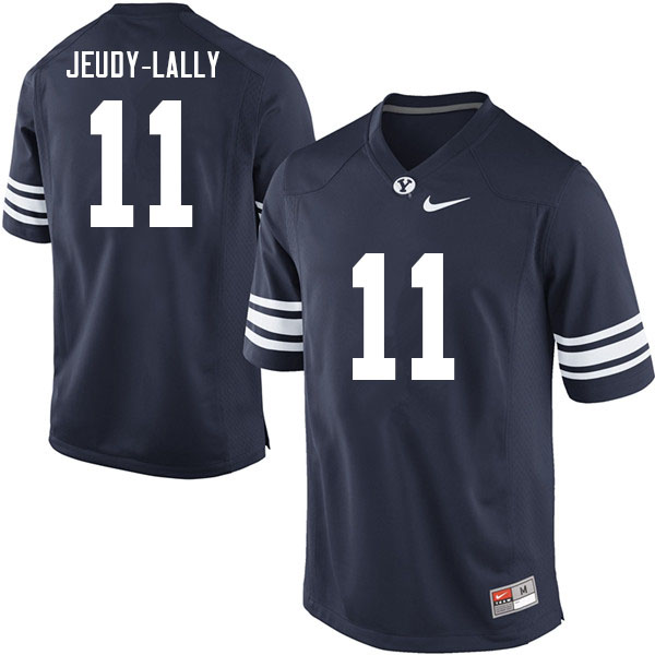 Men #11 Gabe Jeudy-Lally BYU Cougars College Football Jerseys Sale-Navy